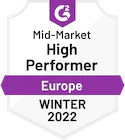 mid-market high performer europe winter 2022 badge logo