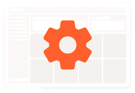 Illustration of an e-commerce site with a gear symbol in the middle