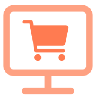Symbol of a computer with a cart