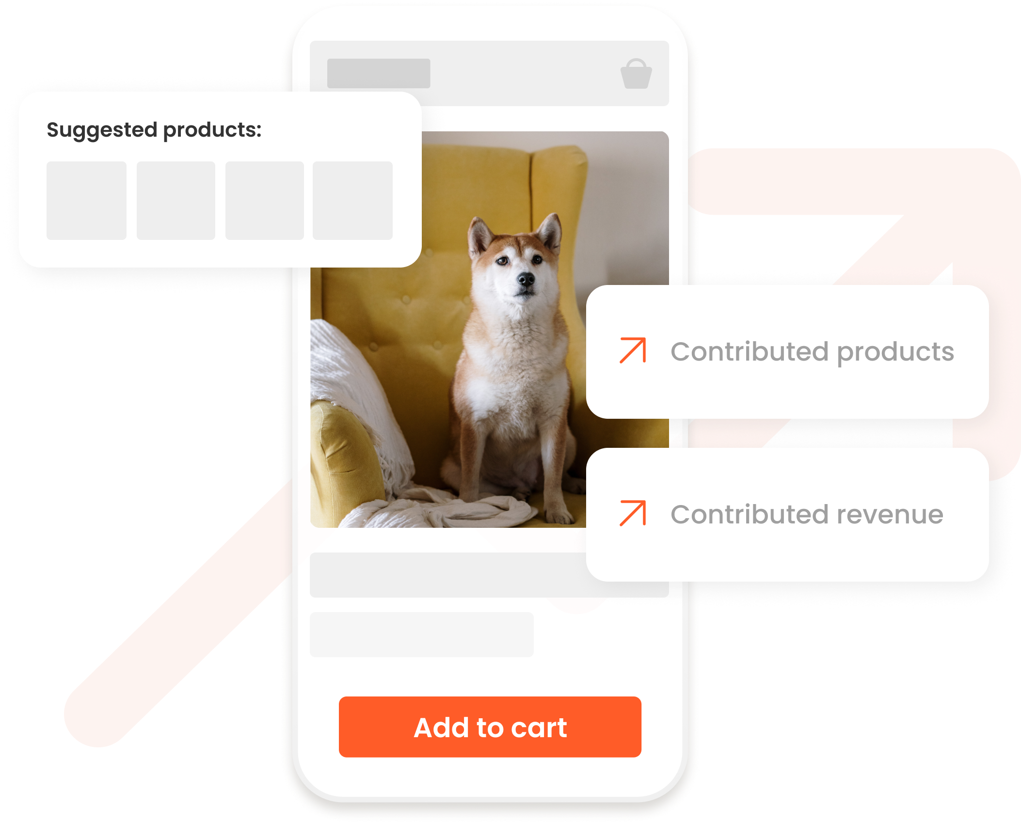 website mockup on a phone with text boxes popping out