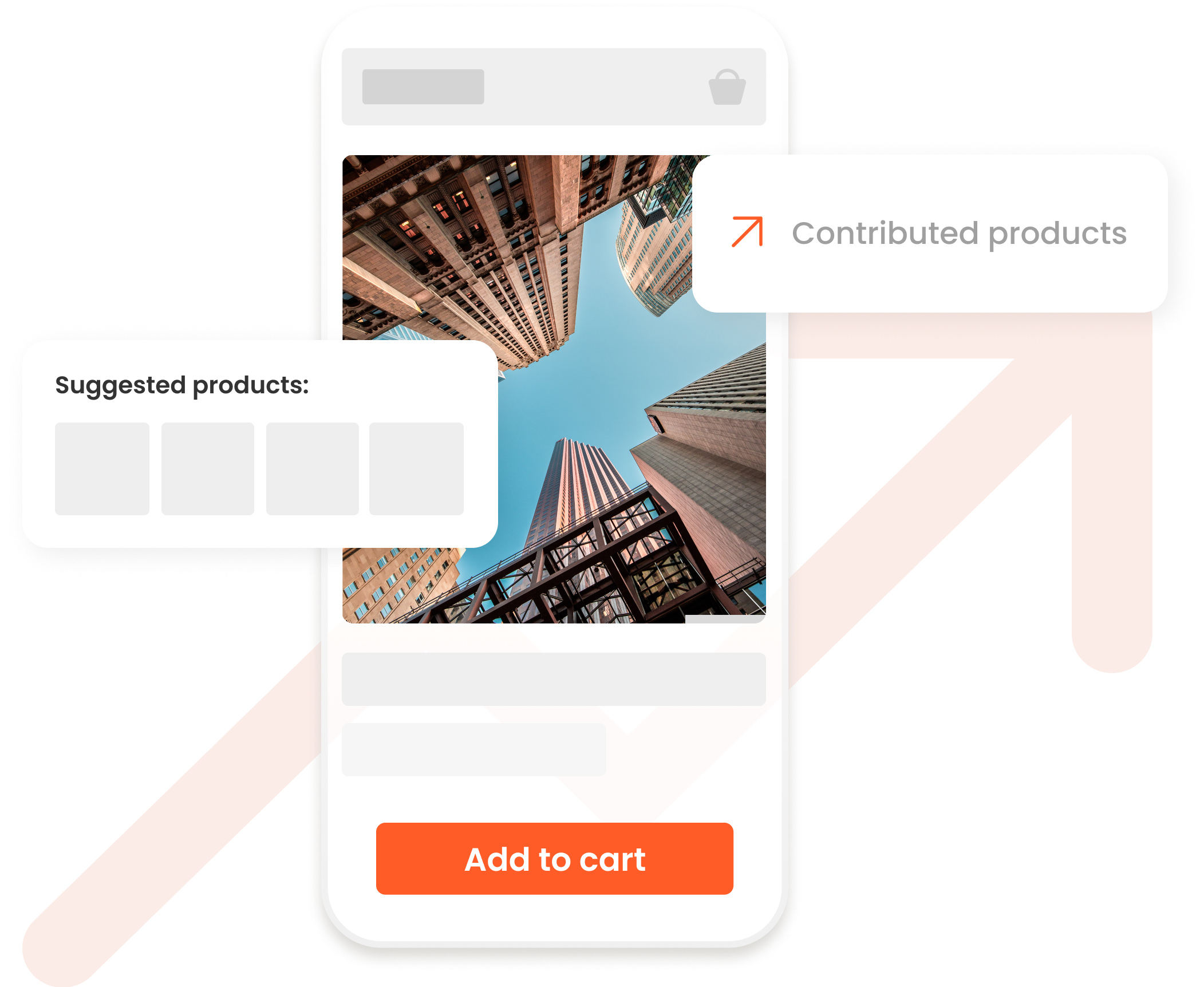 website mockup on a phone with text boxes popping out