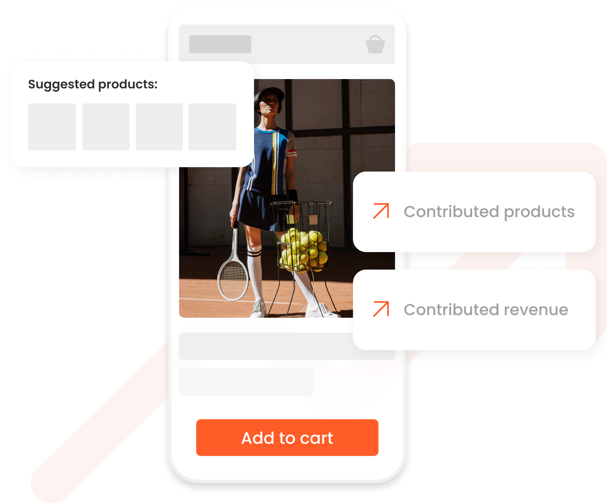 website mockup on a phone with text boxes popping out