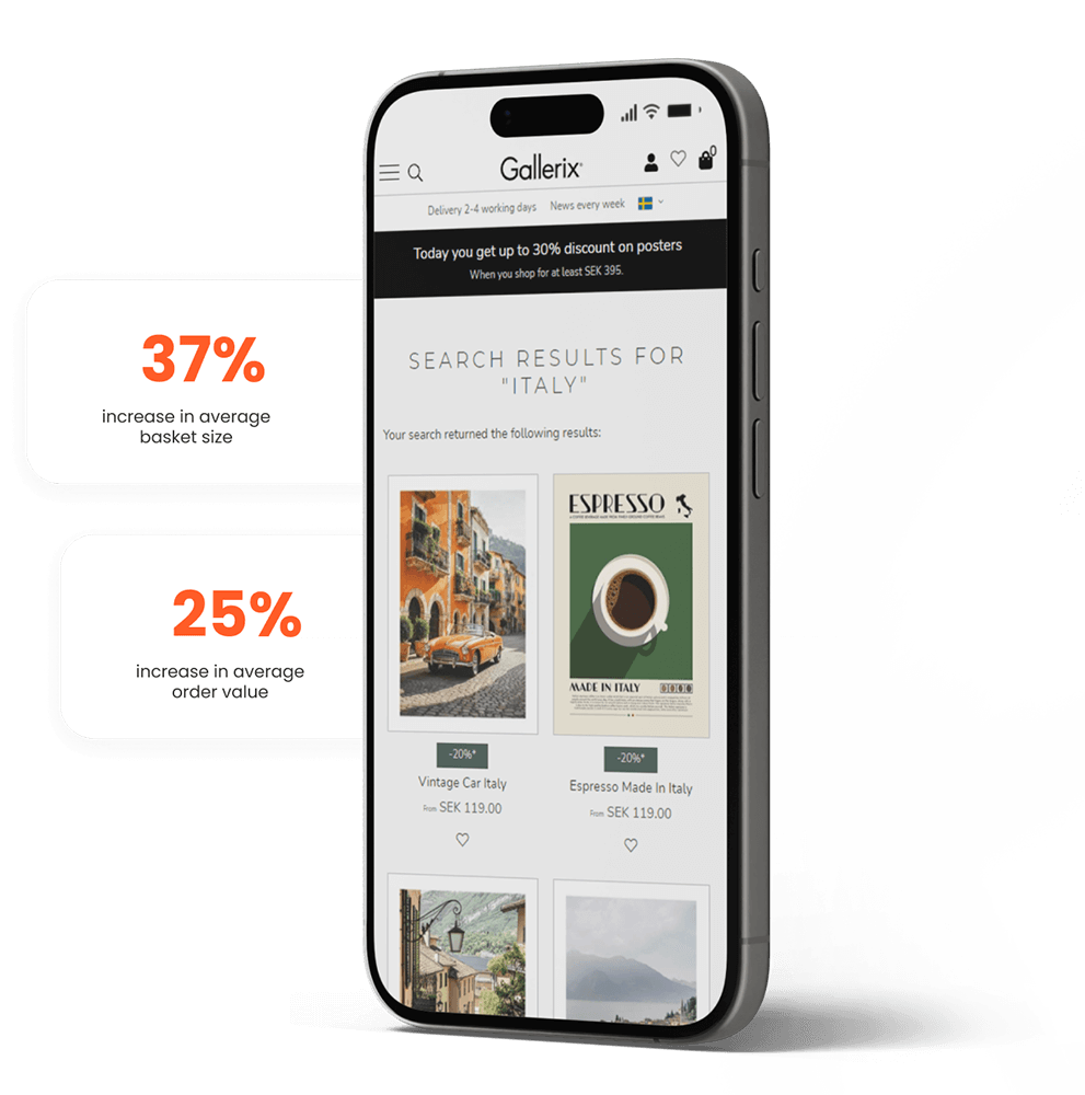 A phone showcasing an e-commerce site