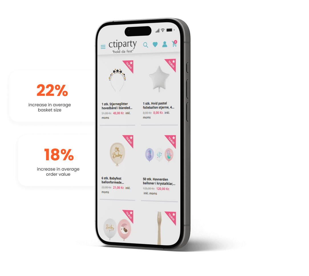 Phone displaying an e-commerce site